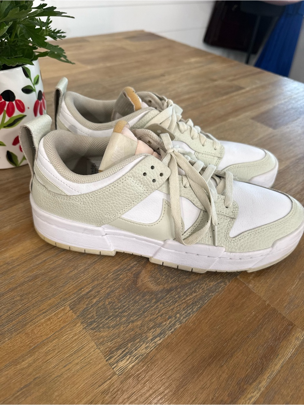 Nike Dunk Disrupt Low Sea Glass White/Beige Leather Lace Up Sneaker Size 11.5 - Picture 3 of 7